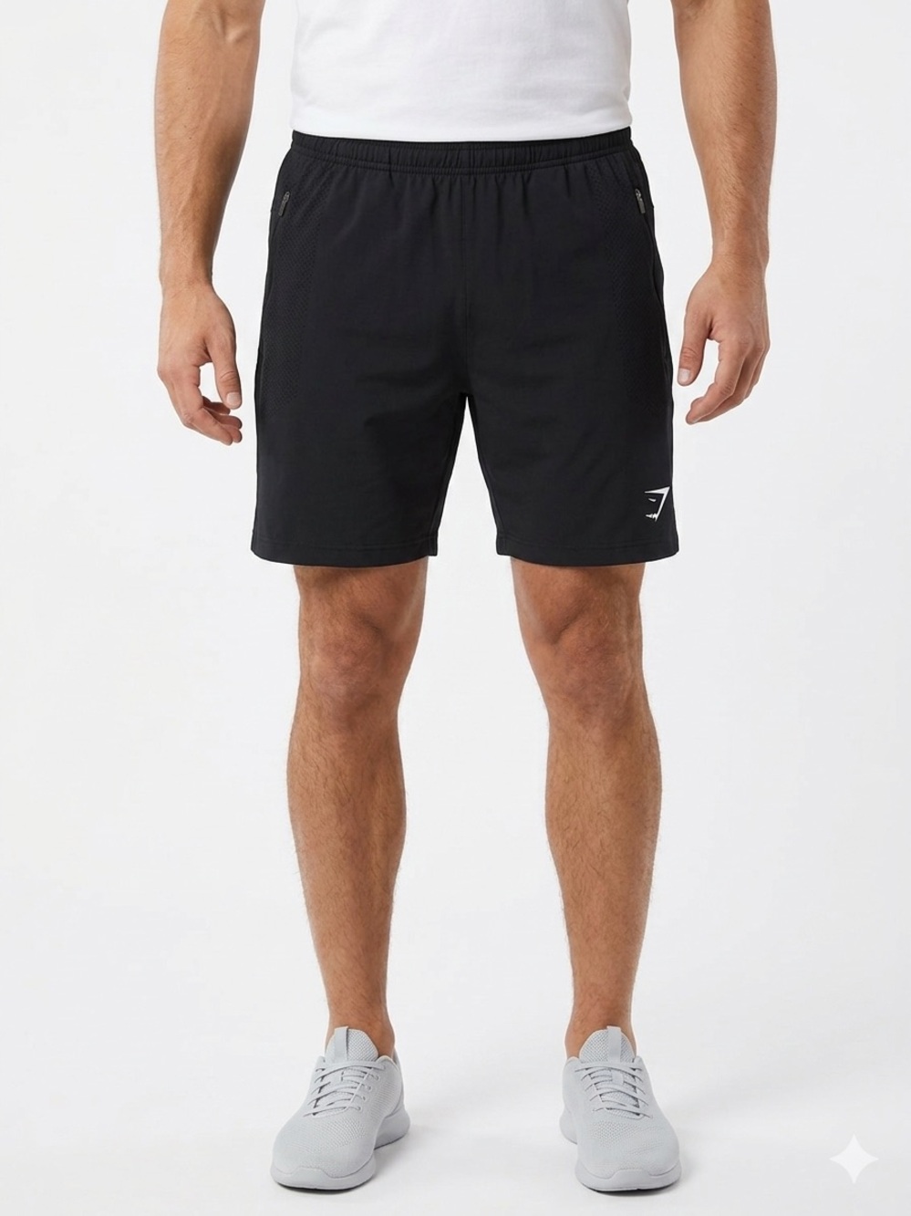 Gymshark Men’s Gray Athletic Training Shorts Size M Zip Pockets Lightweight Gym